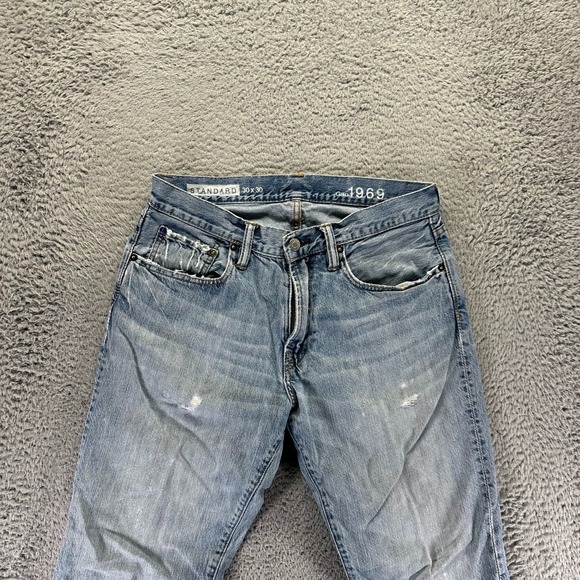 Vintage Gap 1969 Jeans Mens 30x30 Blue Cotton Denim Straight Leg Workwear Faded - Picture 2 of 11